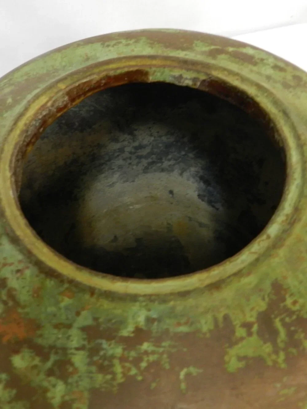 Antique Vintage Copper Tea Kettle Goose neck Spout green patina Handle 12